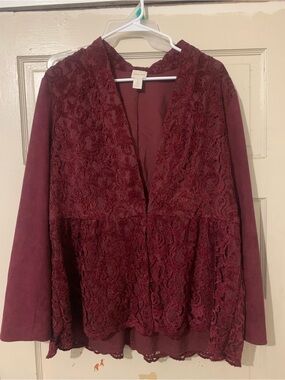 Chico's Deep Wine Lace Jacket